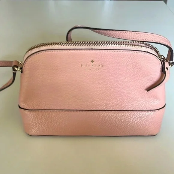 NEW KATE SPADE Leather Blush Pink Southport Ave Hanna Crossbody Bag zip closure - Picture 1 of 11